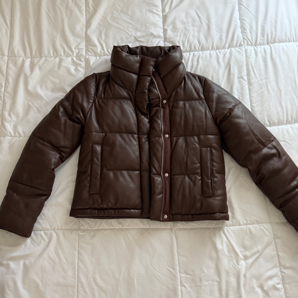 Abercrombie Vegan Leather Puffer Coat